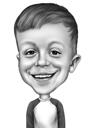 Baby Boy Caricature Portrait from Photo in Black and White Style