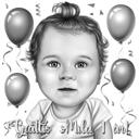 Vauvan sarjakuva muotokuva mustavalkoisena digitaalisessa tyylissä valokuvista