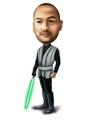 Personalized Caricature with Red Lightsaber