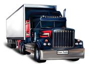 Truck Trailer Karikatuur Logo-ontwerp in kleur Digitale stijl van foto