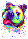 Ritratto di Bulldog acquerello arcobaleno dalle foto
