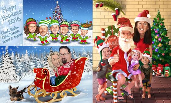 Family Christmas Caricature