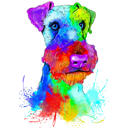 Akvarell Airedale Terrier porträtt från foton