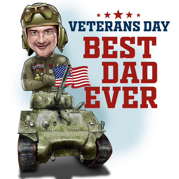 Подарок папе ко Дню ветеранов — карикатура на танк