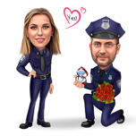 Desen de propunere de poliție pentru cuplu