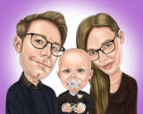 Feriefamilie med babykarikatur