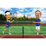 Dessin de couple de joueurs de tennis
