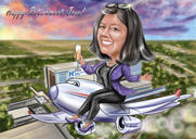 شخص على رسم كاريكاتوري للطائرة من الصور للحصول على هدية مخصصة