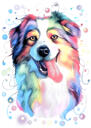 Pastelový akvarel portrét psa z fotografií