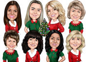 Caricatura navideña corporativa personalizada de fotos de empleados