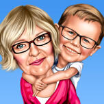 Caricatura di nonna con nipote