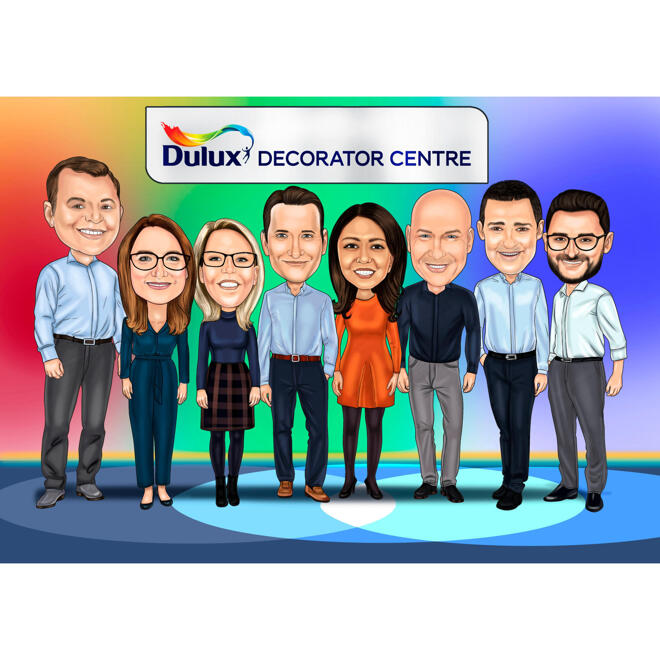 Full Body Company Group Caricature