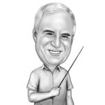 Caricature d'enseignant en noir et blanc