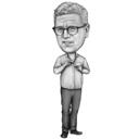 Full Body Man Caricature Holding Drink