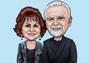 Grandparents Memorial Cartoon Portrait with Sky Blue Background