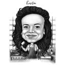 Caricatură de măcelar în stil alb-negru exagerat pe fundal personalizat