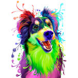 Ideias de presentes para fãs de Border Collie: Arte personalizada em aquarela com cachorros.