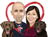 Romantic Caricature with Dogs