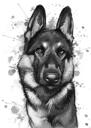 German Shepherd Dog Drawing in Graphite Style