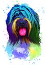 طباعة ملصق بالألوان المائية الكلب بورتريه A4