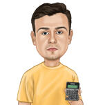 Raamatupidaja Cartoon Holding kalkulaator