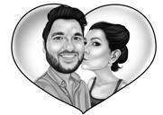 Sărut amoros pe obraz Cuplu desen în stil alb-negru cu fundal personalizat