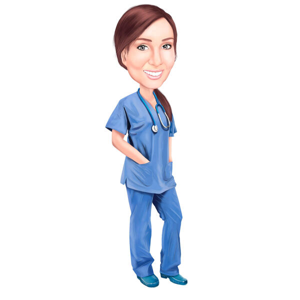 Celotělový karikatura zdravotní sestry