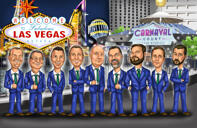 Cartoon groomsmen z Las Vegas