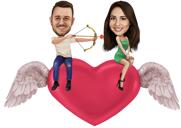 Cupid'in Kalbi Karikatüründe Oturan