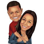 Mother and Son Caricature Drawing