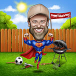 Superhero Father's Day Caricature Gift