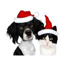 Group Christmas Dog Caricature
