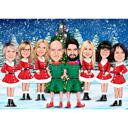 Full Body Santa and Elves Corporate Caricature – Christmas Gift