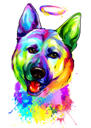 Retrato Memorial de Cachorro Arco-Íris com Asas de Anjo
