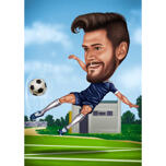 Funny Man Football Player Caricature