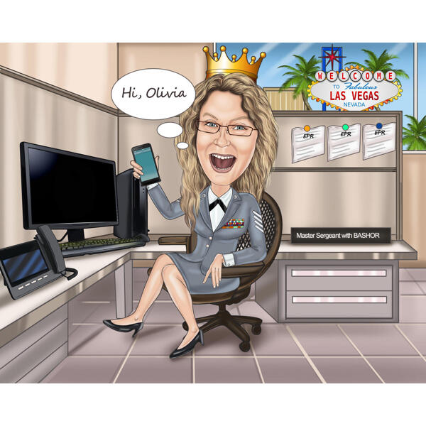 Funny Manager Caricature with Speech Bubble
