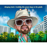 Мужчина в Майами Карикатурный мультяшный портрет по фотографиям