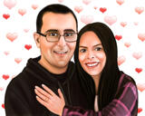 Retrato de pareja con corazones