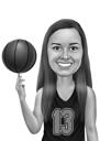 Sport Basketball Girl Caricature Holding Ball
