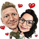 Exaggerated Couple Caricature