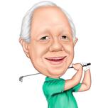 Golf-Karikatur: Golfer-Geschenk mit Kopf und Schultern