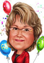 Mommy Birthday Caricature Gift in Color Style from Photo