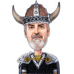 Karikatura rytíře Vikinga v barevném stylu