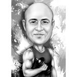 Gym Cartoon in Black and White Style