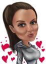 Female Caricature Drawing with Hearts