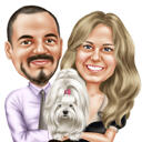 Retrato de casal com cachorro a partir de foto