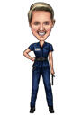 Politievrouw in uniforme tekening