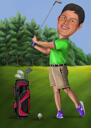 Карикатура игрока в гольф для подарка на день рождения