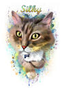 Desenho de retrato de gato notável de fotos em estilo colorido