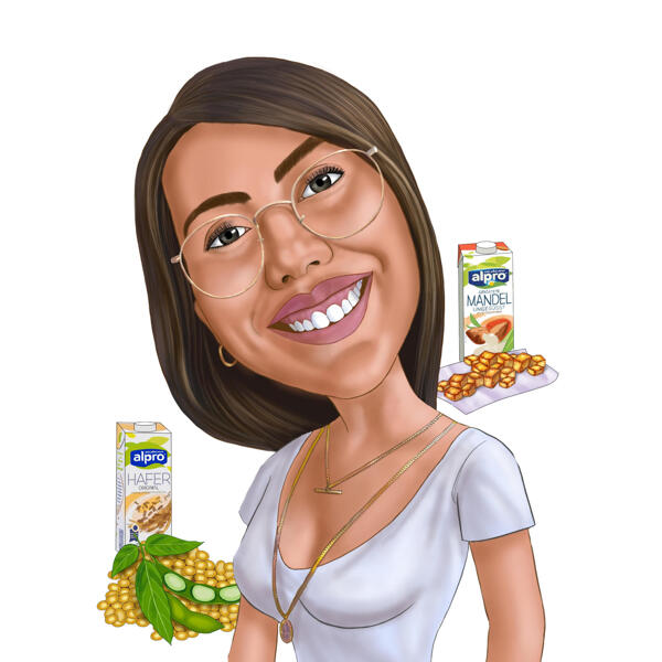 Osoba karikatura karikatura z fotografií pro vegany